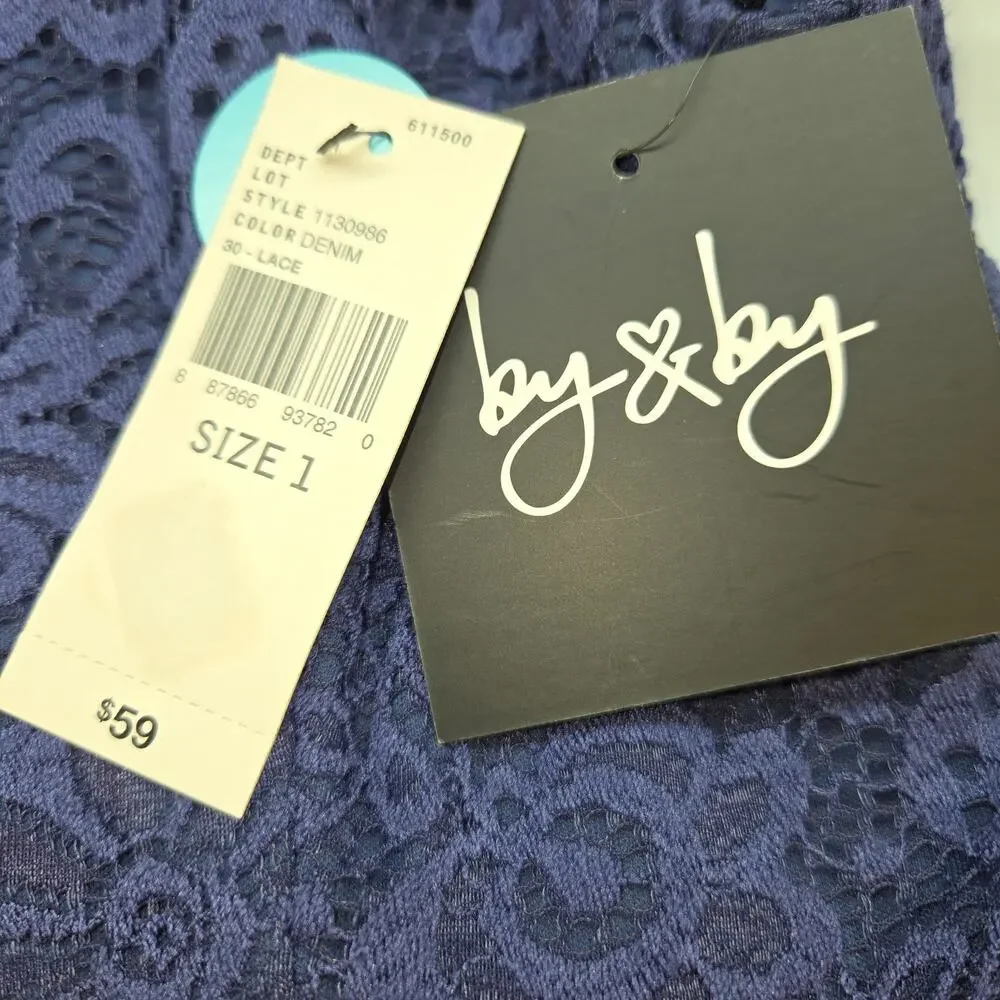 By & By Junior Dress 1 Blue Lace Sleeveless  Sun Teen Size XS Extra Small Kids